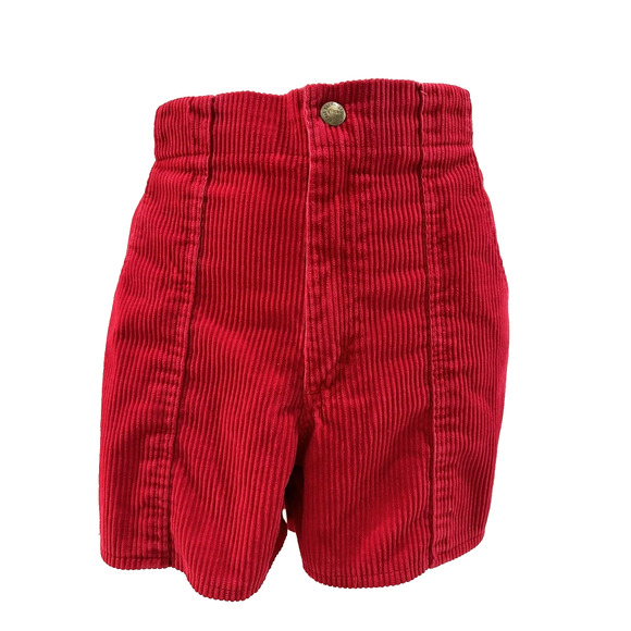 Vintage Ocean Pacific OP Corduroy Shorts Women's 32 Red High Waisted 90s USA - Picture 1 of 10
